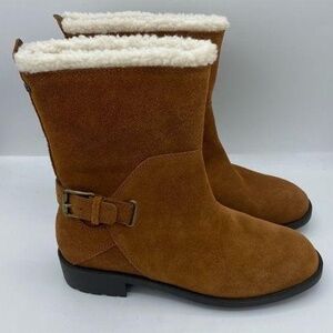 Cole Haan Quiana Tan Suede Faux Shearling Lining Waterproof Boots Size 7‎ 1/2b